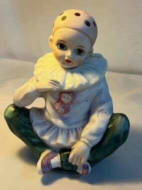 Vintage Mann Pierrot Clown Porcelain Music Box Figurine Japan - SKUF2